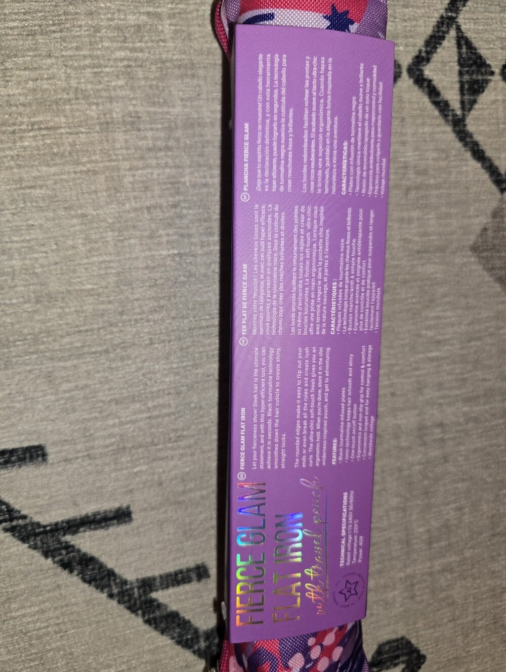 NWT Almost Famous Fierce Glam Flat Iron With Travel Pouch Purple/Pink - Picture 6 of 8